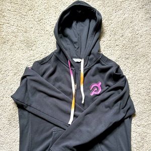 EUC Peloton Women’s Full Zip Hooded Sweatshirt Pink and Gray XL